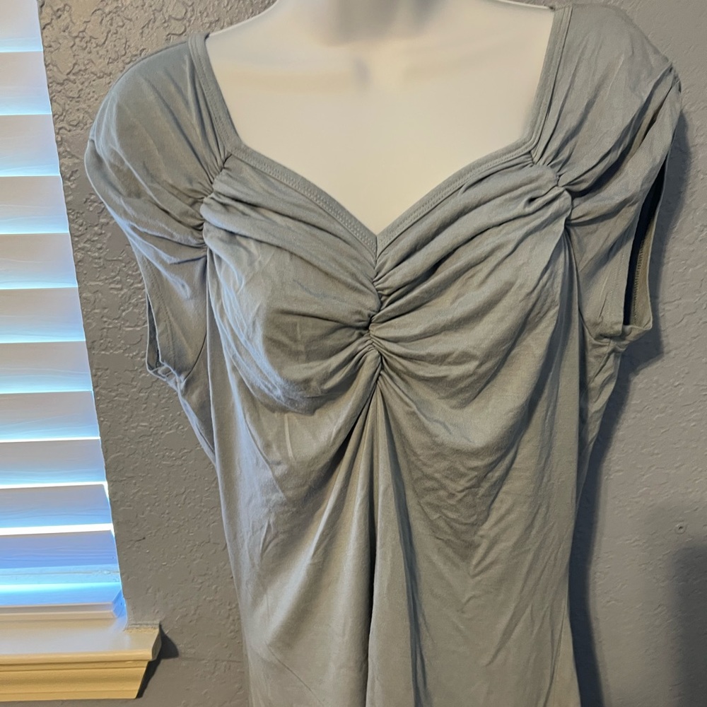 Beautiful Karen Kane powder blue knit top in excellent used condition.